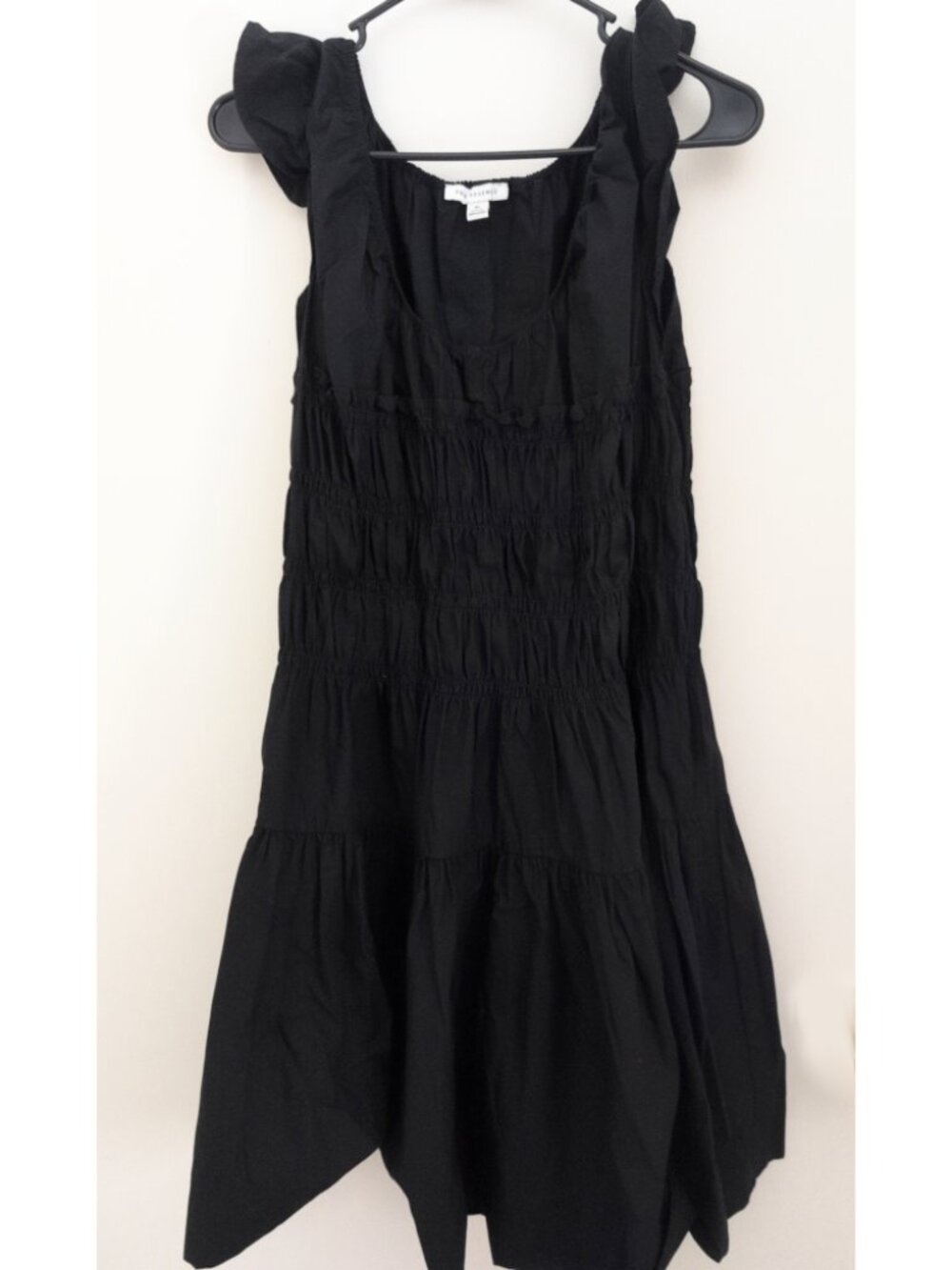 Black Dress Ruffle Shirring Smocked Bodice Size XL Cotton Gothic Aesthetic